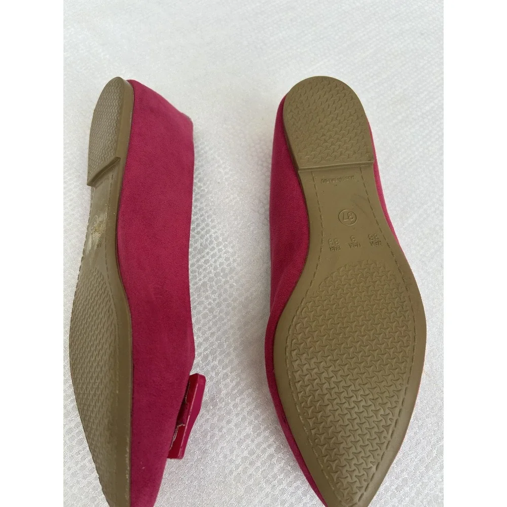 Pe Vermelho Magenta Pink Pointed Toe Buckle Flats Shoes Made in Brazil Size 8